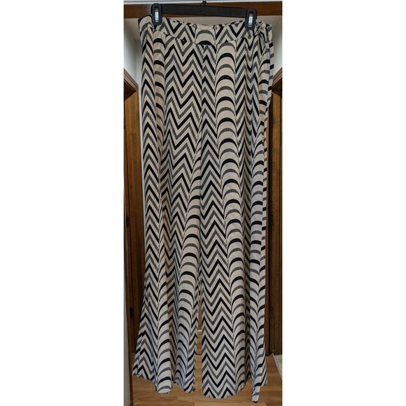 ARK & Co  Women’s Palazzo Pants Black & Stone 100% Polyester Size Large - Picture 3 of 12